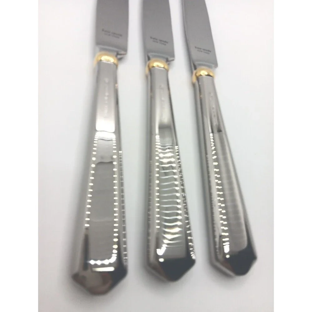 Kate Spade New York Lenox Todd Hill Gold 3Pc Place Knife Set 18/10 Stainless